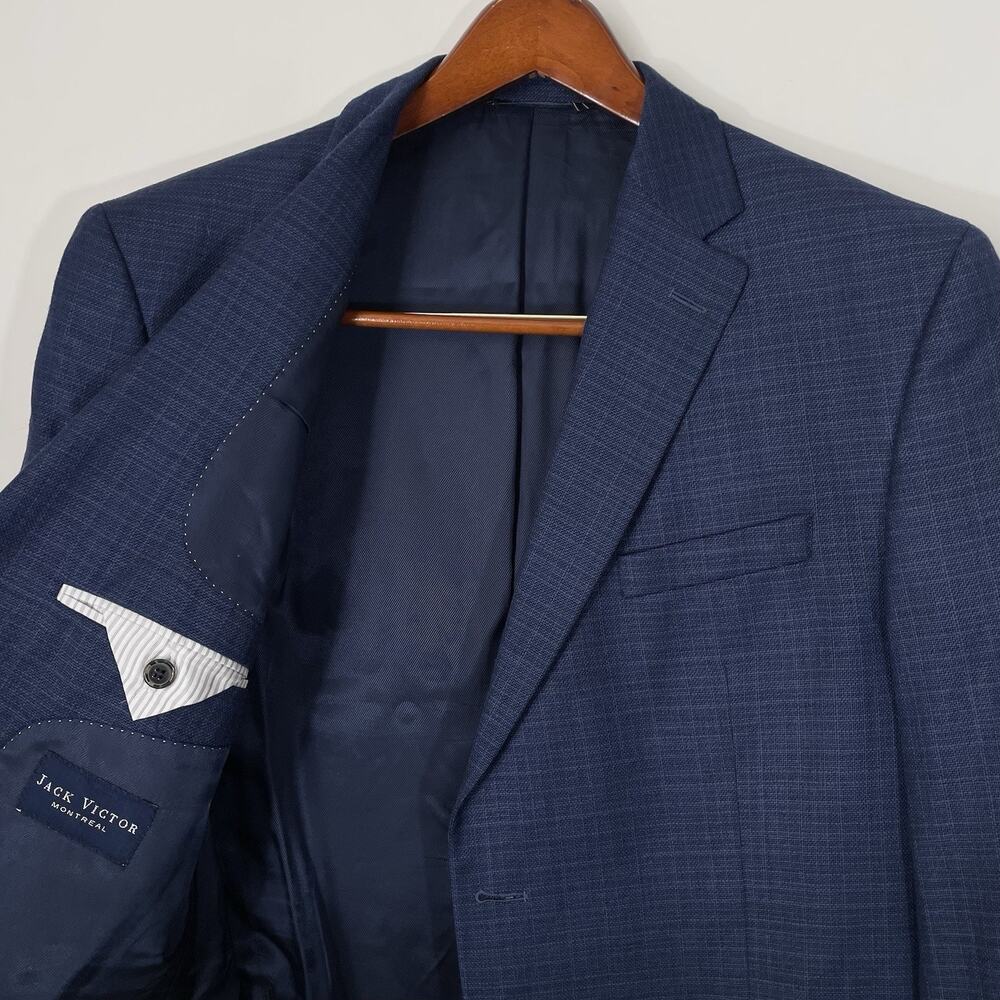 Jack Victor Blue Hopsack Sportcoat Blazer 46R Wool Jacket “Conway SPJ”